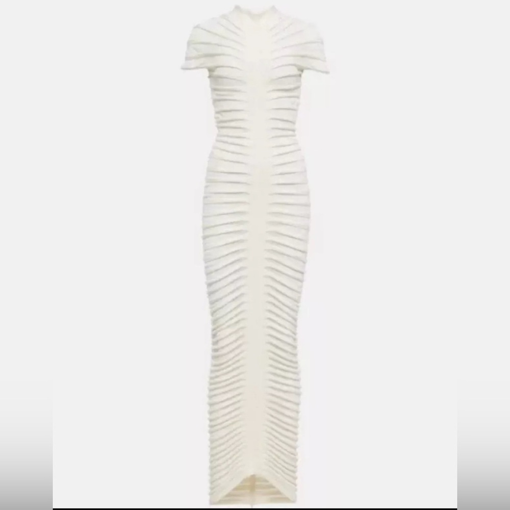ALAIA white cotton blend Skeleton Sheer Column
Dress ICONIC PIECE !
